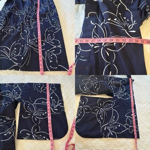 HANDMADE KIMONO Unisex Long Blue Sz XL Tall Butterflies Loungewear Japanese Folk - Picture 8 of 8